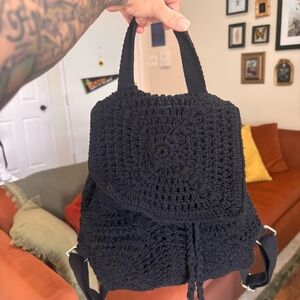 Wild Fable Black Crochet Backpack